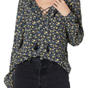 PAIGE Women's Ilara Blouse Long Sleeve Matte Satin Lace Up Front in Black Multi M