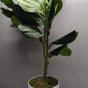 4' Artificial Lush Fiddle Leaf Tree in Decorative White Planter