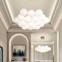 Modern Bubble Chandelier Lighting 19-Light Mid-Century White Glass Globe Chandeliers Cluster Pendant Light Gold Finish Hanging Lamp for Bedroom Living Room