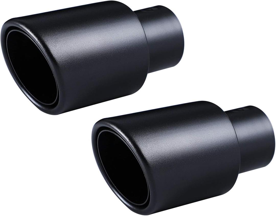 Pack of 2 Black Exhaust tip - 2.25" ID x 3.5"OD x 6.25"L -Double Wall Weld On Muffler Tail Pipe Stainless Steel Black Coated