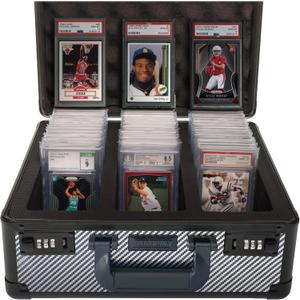 SLAB ARMOR 120+ 3 Row Psa Graded Card Storage Box Graded Card Case Psa Slab Case for Graded Cards Psa Card Case Baseball Card Cases for Sports Cards Storage (CARBON FIBER)