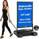 Wind Resistant Sign Holder Stand,Outdoor Sidewalk Sign Stand with 4 Wheels