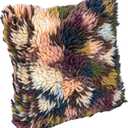 Creative Co-Op Woven New Zealand Wool Shag Pillow with Cotton Back, Multicolor, Square, Multi