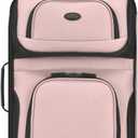 U.S. Traveler Rio Lightweight Softside Rolling Carry-on Suitcase, 2-Wheel Single, Pink