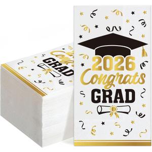 2026 Graduation Party Decorations, 50 Pack Dinner Napkins for Congratulation Party Decor Supplies, Disposable Paper Cocktail Napkins for College High School PhD Nurse Law School Graduations