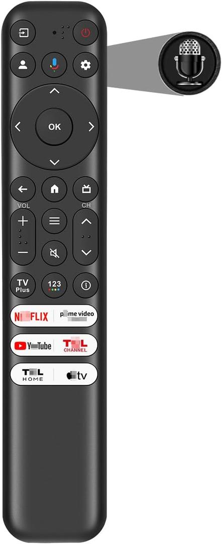 RC813 Voice Remote Replacement for TCL Google TV Remote Control, Compatible with TCL QM8/QM7 Q7/Q6/Q5 S5/S4/S3 Smart TVs