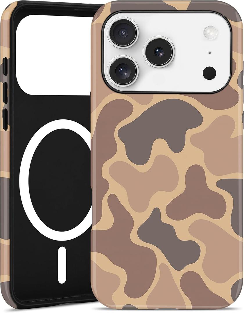 Jusy Compatible with MagSafe Camo Pattern Phone Case for iPhone 17 Pro Max, Camouflage Design iPhone Cover with Wireless ChargingMatte - Camo