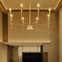 LED Chandelier for Dining Room Gold Metal Pendant Chandeliers Light Fixtures for Bedroom Entryway Living Room Ceiling Hanging Lights 8-Light