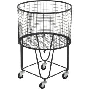 CosmoLiving by Cosmopolitan Metal Storage Cart Deep Set Rolling Mesh Laundry Basket , 18" x 18" x 24", Black (17" x 17" x 25")