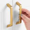 ASKANO 10 Pack 3-3/4 Inch Hole Centers, Brushed Gold Cabinet Pulls Gold Cabinet Handles Gold Kitchen Hardware for Cabinets ZP2210 Drawer Bedroom Dresser Bathroom Vanity Cupboard