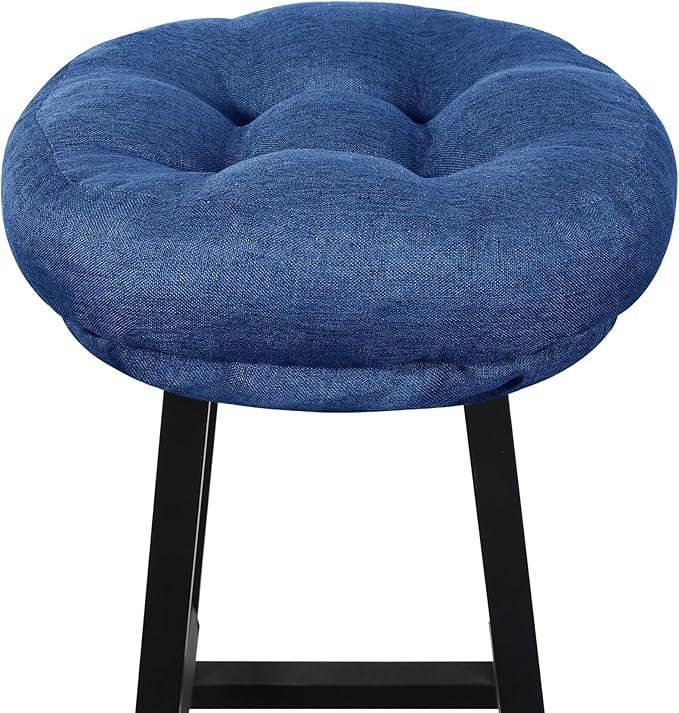 PRONOUS Navy Blue Bar Stool Seat Cushions, Round Stool Covers Pads with Ties Non Slip (14"x14"x4",1 Pack)