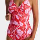 Women's One Piece Swimsuits Tummy Control Lace Up Bathing Suits V Neck Slimming Swim Suit Front Cross Wrap Swimwear, M