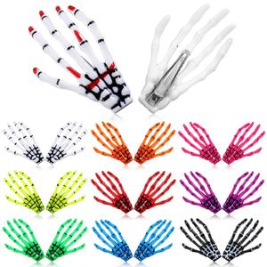 20 Pcs Halloween Skeleton Hand Bone Hair Clip Skull Hand Hair Clip Gothic Hair Accessories Zombie Bone Barrettes for Women Girls Cosplay Decoration, 10 Colors