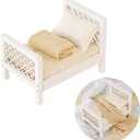 Kate Newborn Props for Baby Photography White Wooden Bed Photo Props Doll Bed with Mattress Pillow Bed Mat and Stretch Wrap for Photoshoot Studio Posing Props
