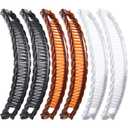 WILLBOND 6 Pieces Banana Hair Clip Clincher Combs Clip Fishtail Fish Shape Hair Clip Ponytail Banana Clip Accessory for Women Hair(Black, White, Brown)
