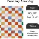 Colorful Area Rug 5x8 for Living Room Soft Checkered Shag Carpet | Machine Washable, Non-Slip, Fluffy, High Pile, Cozy for Bedroom, Kids Room, Nursery, Playroom, Classroom, Modern Decor