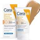 CeraVe Hydrating Mineral Sunscreen SPF 30 with Sheer Tint, Tinted Mineral Sunscreen with Zinc Oxide & Titanium Dioxide, Blends Seamlessly For Healthy Glow, Medium, 1.7 Fluid Ounce