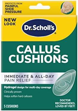 Dr. Scholl's Callus Cushions with Hydrogel Technology, 5 ct // Cushioning Protection Against Shoe Pressure and Friction That Fits Easily in Any Shoe for Immediate and All-Day Pain Relief