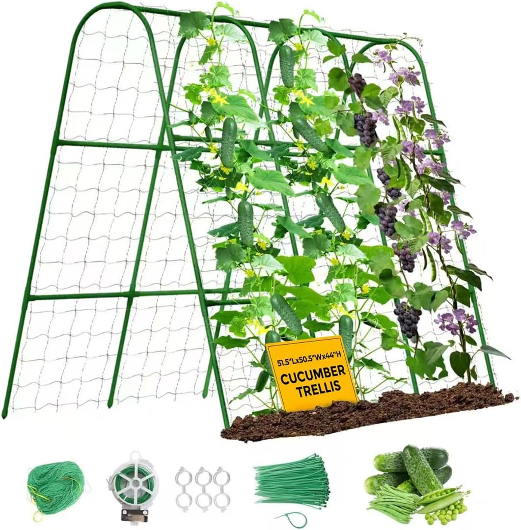 Cucumber Trellis for Raised Bed, U-Shape Metal Garden Trellis for Climbing Plants Outdoor, 51.5''Lx50.5''Wx44''H Rust-Proof Vegetable Peas Trellis for Bean Pole