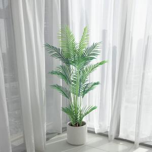 4.5FT Artificial Palm Tree,Faux Areca Palm Plant with Real Touch Leaves and Adjustable Branches,Fake Tropical Palm Tree for Home Office Indoor Outdoor Modern Decoration