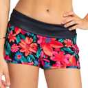 Roxy Women's Board Shorts Tummy Control, 4-Way Stretch, Quick-Dry 2" Inseam Swim Shorts, UPF 50+ Beach Shorts (Large), Wht Noumea