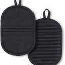 KitchenAid KA GB Ribbed Soft Silicone Pot Grabber 2-Pack Set, 5"x8", Matte Black