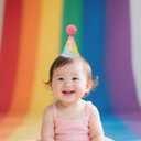 First Birthday Hat with Pink Pom Topper - Glitter Colorful Hat, 1st Birthday Cake Smash Photo Prop, Pink Girl Decoration