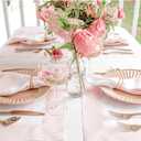 Solino Home Linen Placemats Set of 4 - Blush Pink and White Placemats 14 x 19 Inch - 100% Pure Linen Table Place Mats for Mothers Day, Spring, Summer - Contempo, Handcrafted and Machine Washable