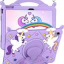 for iPad A16 Case - for iPad 10th Generation Cases Cute Girls Kawaii Cover Girly 3D Cartoon Teen with Rotating Stand & Strap Soft Silicone Tablet Cover for Apple A16 11 Inch/10 gen 10.9 Inch (Purple)