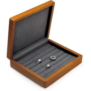 Oirlv Solid Wood Ring Jewelry Box Organizer Earrings Jewelry Drawer Organizer Tray with Lid (Grey)