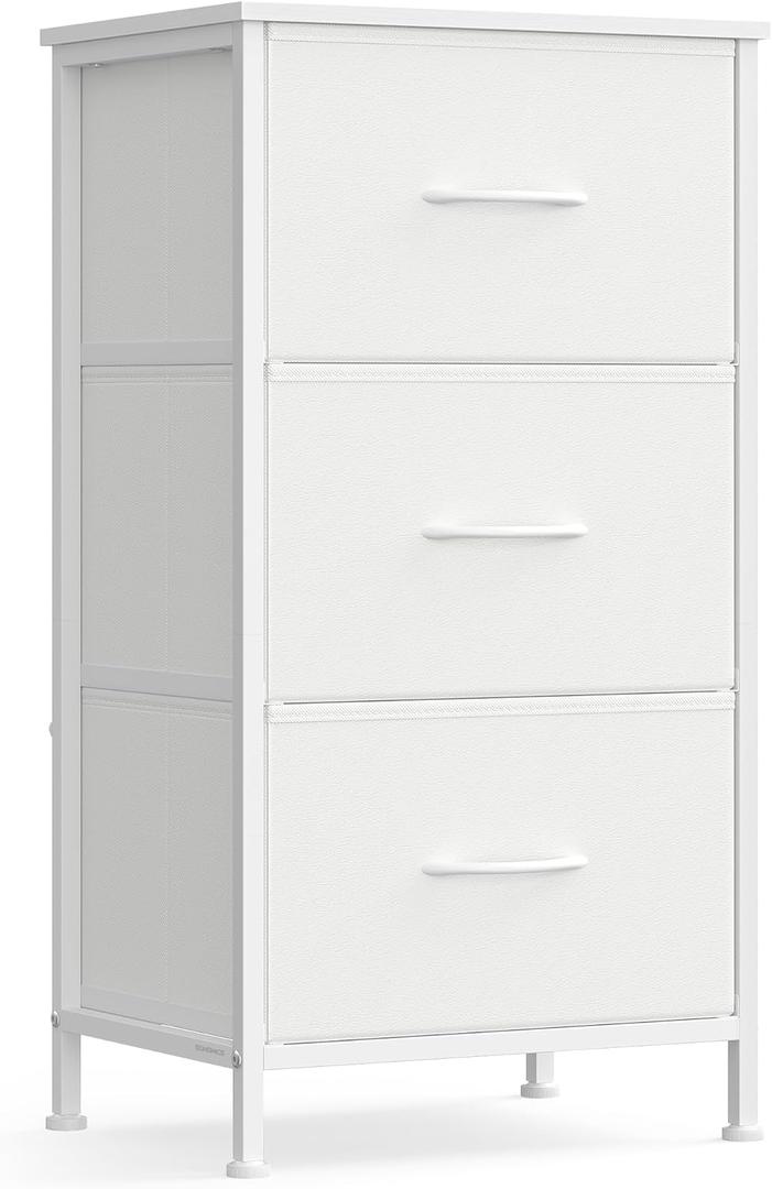SONGMICS BELLAH Collection - Dresser for Bedroom, Chest of Drawers, Storage Organizer Unit, Closet, Entryway, Steel, 3 Drawers, Modern, Cloud White and Snow White ULGS313W01S