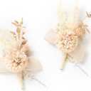 Ling's moment Boutonniere for Men, 2pcs Groom Groomsmen Guest Boutonniere, Artificial Flowers for Wedding/Prom/Homecoming, etc.Boho Gold Pompon Mum