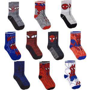 Marvel Spiderman Boys Socks - 10-Pack Decorative Toddler Socks with Amazing Legends Design (4-7 Years, Assorted)