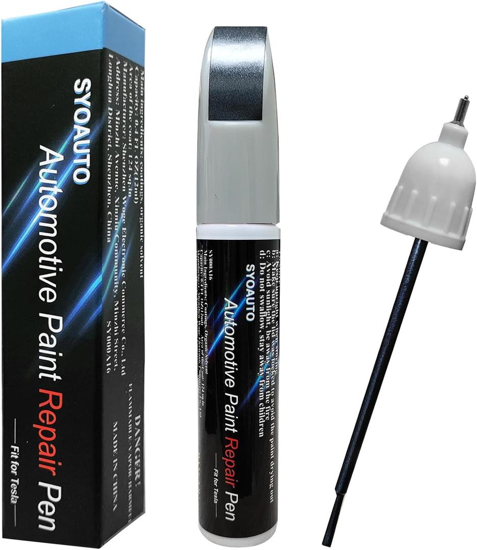 SYOAUTO Touch Up Paint Stealth Grey Fit for Tesla Model Y 3 X S Tesla Model Paint Repair kit Tesla Paint Pen Tip and Brush 2 in 1 Auto Touch Up Paint Pen 0.4 oz (Stealth Grey)