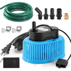 FIDISP Pool Cover Pump Automatic On Off, 850 GPH Automatic Pool Cover Pumps Above Ground With 5 Hose Adapters, 23 FT Drain Hose, 25 FT Power Cord, Water Pump for Draining of Pool Covers, Ponds (Blue)