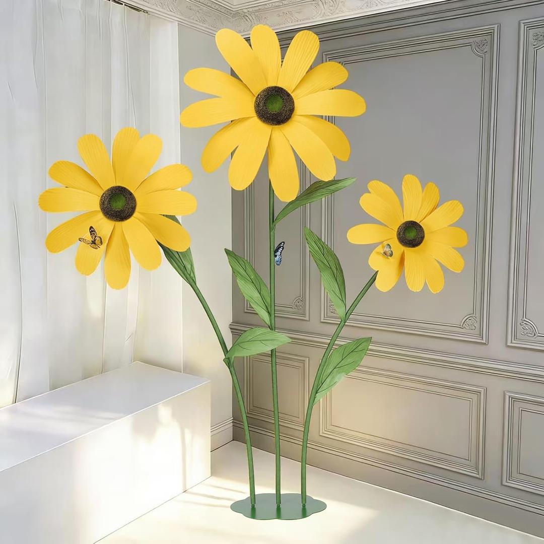 Giant Artificial Daisy Flowers for Decoration Large Floral Decorations for Birthday Parties Gardens Hotels Offices Home Farmhouse Decor Weddings Art Galleries Stores(Yellow)