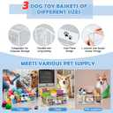 Mimorou 3 Pack Metal Dog Toy Baskets Multi-sized Foldable Dog Toy Bins Box Storage Container Organizer for Living Room Area Decorative Pet Accessories Coat Clothing Storage Holder Baskets(White)