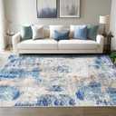 Merelax 4x6 Washable Area Rug for Living Room, Blue Boho Abstract Bedroom Area Rugs, Non Slip Entryway Rug, Low Pile Carpet for Kitchen Dining Room Study Office Kids Room