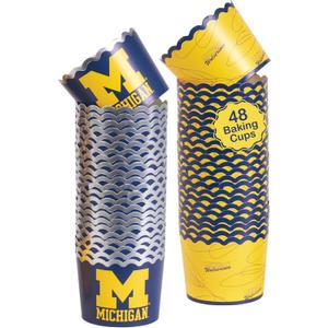 University of Michigan Baking Cups (48 Pcs) for U of M Wolverines Football, Birthday, and Graduation Party Decorations (Michigan Wolverines)