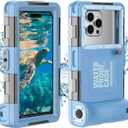 Underwater Diving Snorkeling Phone Case [for iPhone 17/16/15/14/13/12/11 Pro Max/XS/X] [for Samsung Galaxy S25/S24/S23], 50ft/15m Professional Scuba Waterproof Photo Video Housing Cover Blue