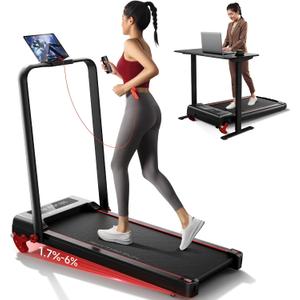 RHYTHM FUN Treadmill with Incline, Walking Pad with Handle Bar,300lbs Walking Pad with APP, Portable Folding Walking Treadmills for Home/Office with Low Noise