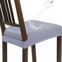 SearchI Water Repellent Dining Chair Seat Covers Set of 4, Washable Stretch Seat Covers for Dining Chairs, Rear-Covered Dining Room Seat Cover Protector(Check Light Grey)