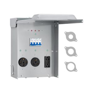 SURAIELEC RV Electrical Panel with Surge Protector, Weatherproof RV Breaker Box with 10800J Surge Protection, 50/30/20 Amp RV Outlet Box Hookup, Camper, Travel Trailer, ETL Listed