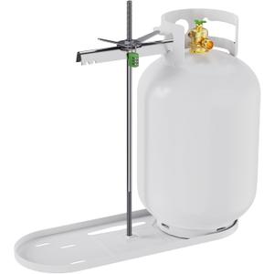 RVMATE RV Dual Propane Tank Mounting Rack with Locking Device for 30 lb Tanks, White, Dual RV Propane Tank Cylinder Rack with Lock for Travel Trailer Hitch Frame