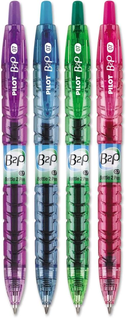 B2p Bottle-2-Pen Colors Recycled Retractable Gel Ink Pen, Assorted, .7mm, 4/pack