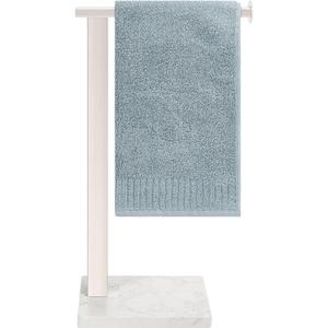 HarJue Hand Towel Holder Stand, 14.5" Hand Towel Rack with Weighted Marble Base, 304 Stainless Steel L-Shape Standing Towel Bar for Vanity Bathroom Kitchen Countertop (Brushed Nickel)