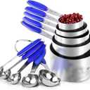 Measuring Cups : U-Taste 18/8 Stainless Steel Measuring Cups and Spoons Set of 10 Piece, Upgraded Thickness Handle(Blue)