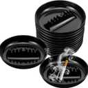 12 Pcs Plastic Ash Trays, Large Round 6.8" Vintage Ashtray Sets for Smokers Outdoor Indoor Home Office Patio Bar Restaurant Tabletop (Black)