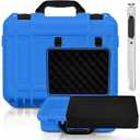 Relaxweex 14.3 x 11.4 x 4.5 Inch Waterproof Hard Case with DIY Customizable Foam Insert Portable Protective Case with Knife for Camera Drones Equipments Tools Test Instruments (Blue)