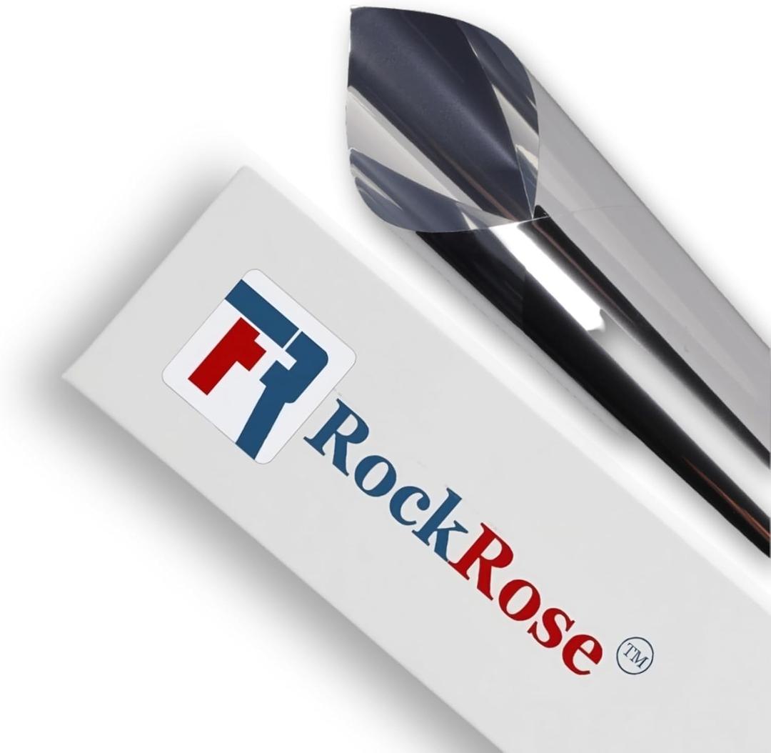 Rockrose Professional Home Window Tint Film - One Way Decorative Privacy Film for Home Offices - Heat Rejection Adhesive Mirror Tint with UV Blocking - 24 in X 25FT - Silver